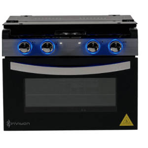 17" Invision RV Gas 3-Burner Black Drop-In Range