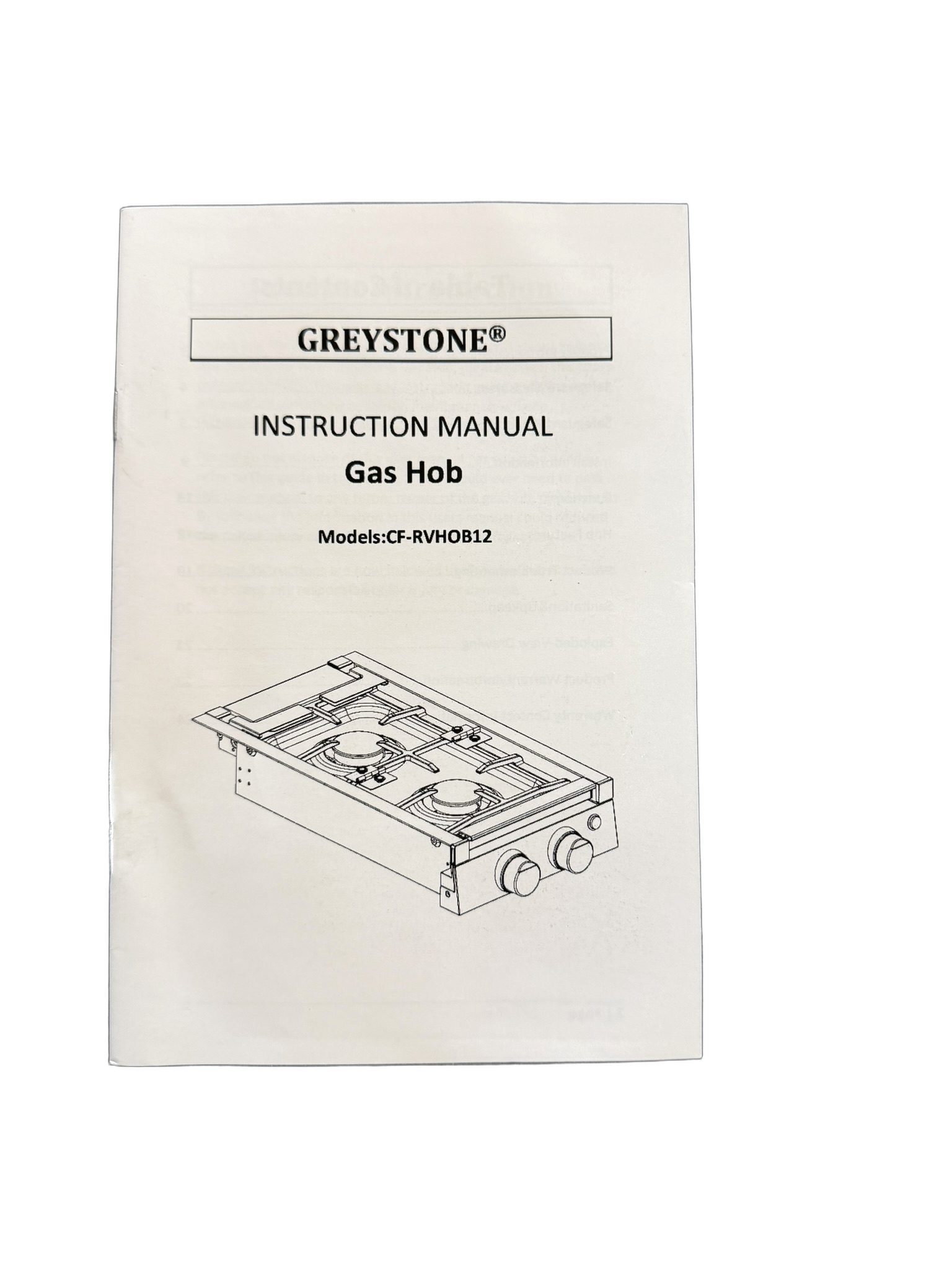 Greystone RV propane stove top with stainless trim and dual burner layout