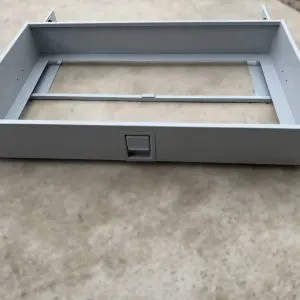Heavy duty gray metal pull out drawer storage unit front view with Accuride slides