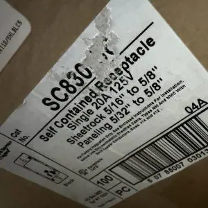 Pass and Seymour SC830 self-contained receptacle box label