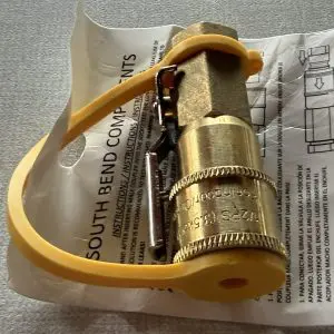 South Bend Components 1/4 inch brass propane quick disconnect plug closeup detail
