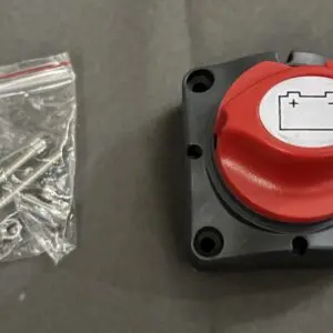 Facon BATD-701 RV battery master disconnect switch with red rotary knob and mounting hardware