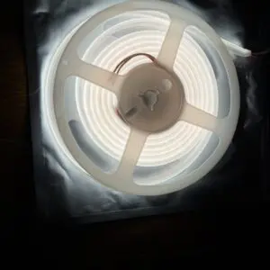 96 inch warm white LED strip light lit on reel, continuous glow