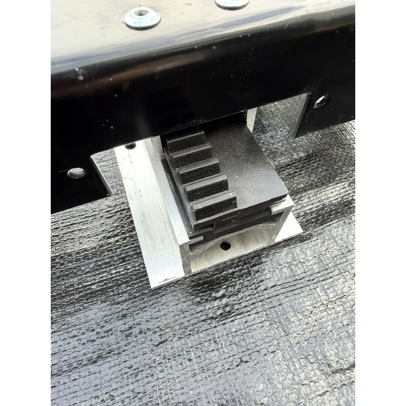 Rack and pinion drive detail on aluminum TV lift mast