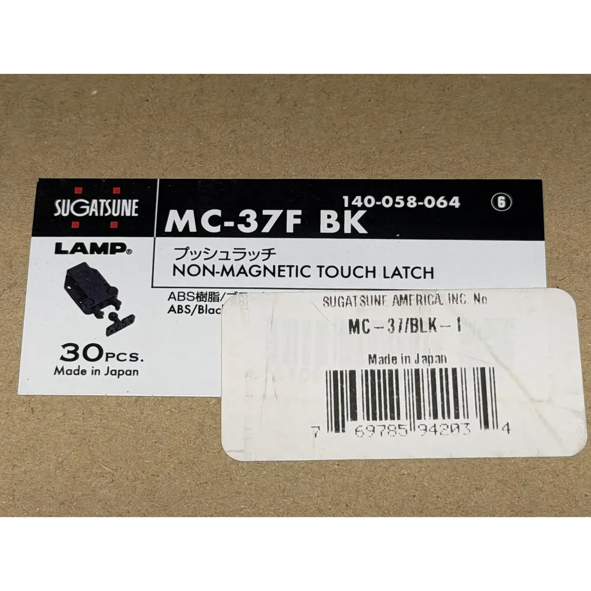 Sugatsune LAMP MC-37F BK factory carton label made in Japan