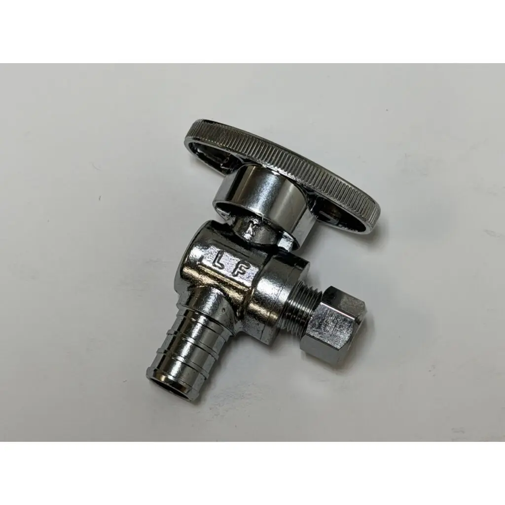 Utopia quarter turn angle stop valve with 1/2 inch PEX barb inlet