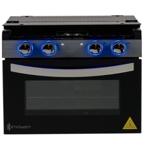 17" Invision RV Gas 3-Burner Black Drop-In Range